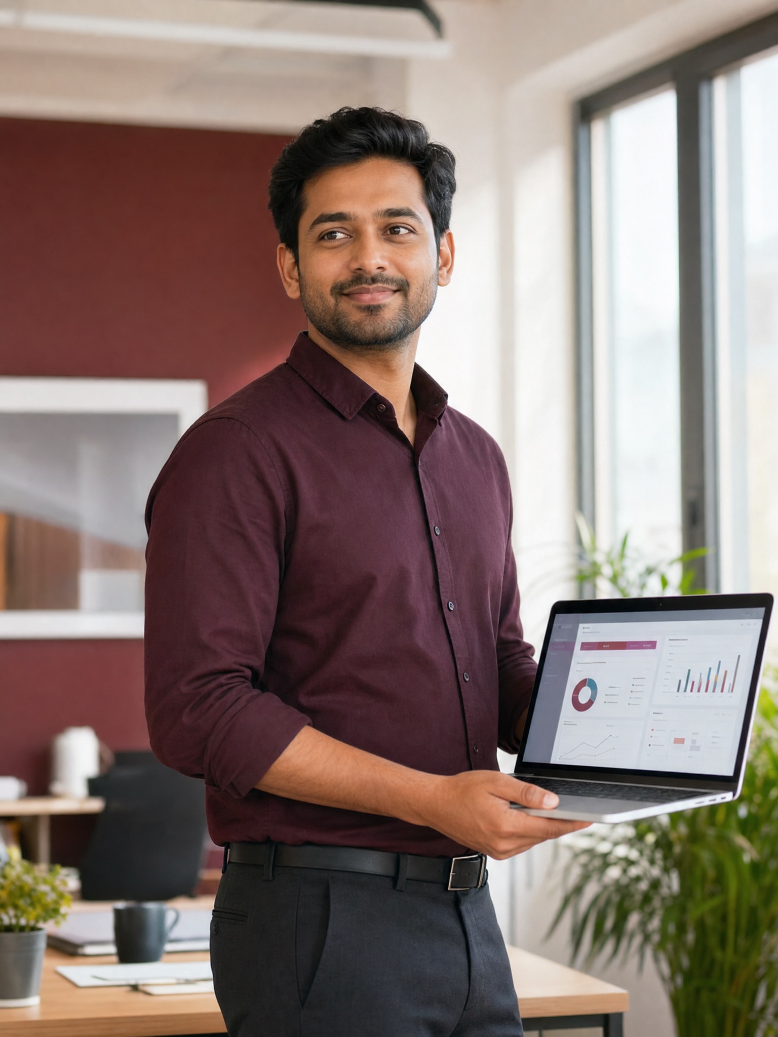 A professional presenting a deployed AI application