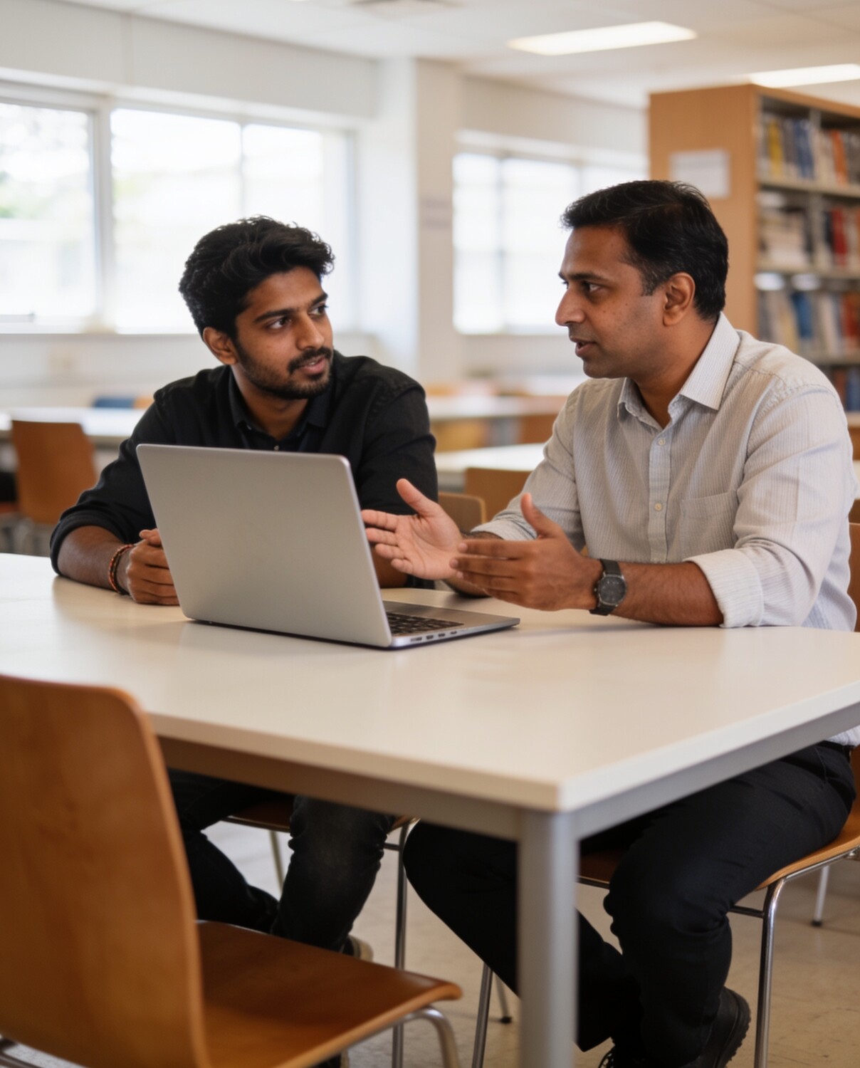 Learners collaborating with a faculty mentor in a Varsity campus learning space
